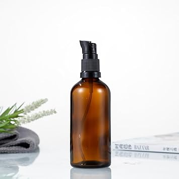 Upstore 2 Pcs 100ml 34oz Empty Refillable Amber Glass Lotion Pump Bottles Cosmetic Makeup Travel Size Pump Dispenser Container Bottles for Lotion Cream Essential Oil - Image 4