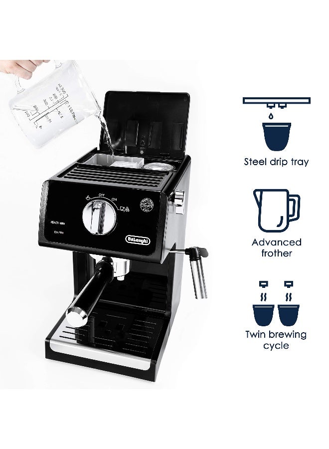 De'Longhi DeLonghi 15 Bar Pump Espresso and Cappuccino Machine with Premium Adjustable Frother Stainless Steel ECP3630 - Image 2