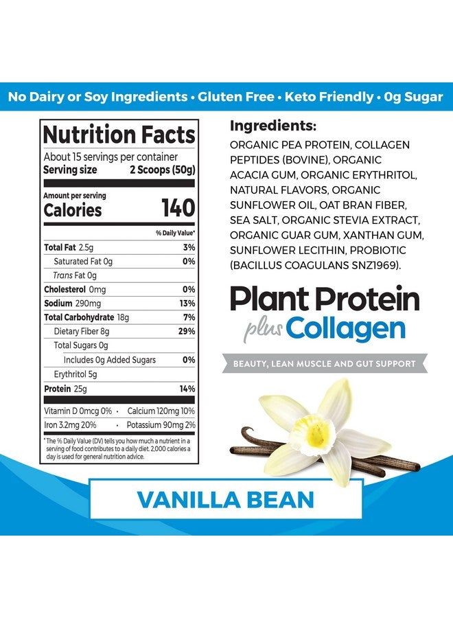 Orgain مسحوق بروتين أورغين + كولاجين، نكهة الفانيليا - 25 جرام من البروتين، 10 جرام من ببتيدات الكولاجين، النوع I و III، 1 مليار CFU من البروبيوتيك، يدعم صحة الشعر والبشرة والأظافر والمفاصل والأمعاء، خالي من الجلوتين - 1.6 رطل - Image 2