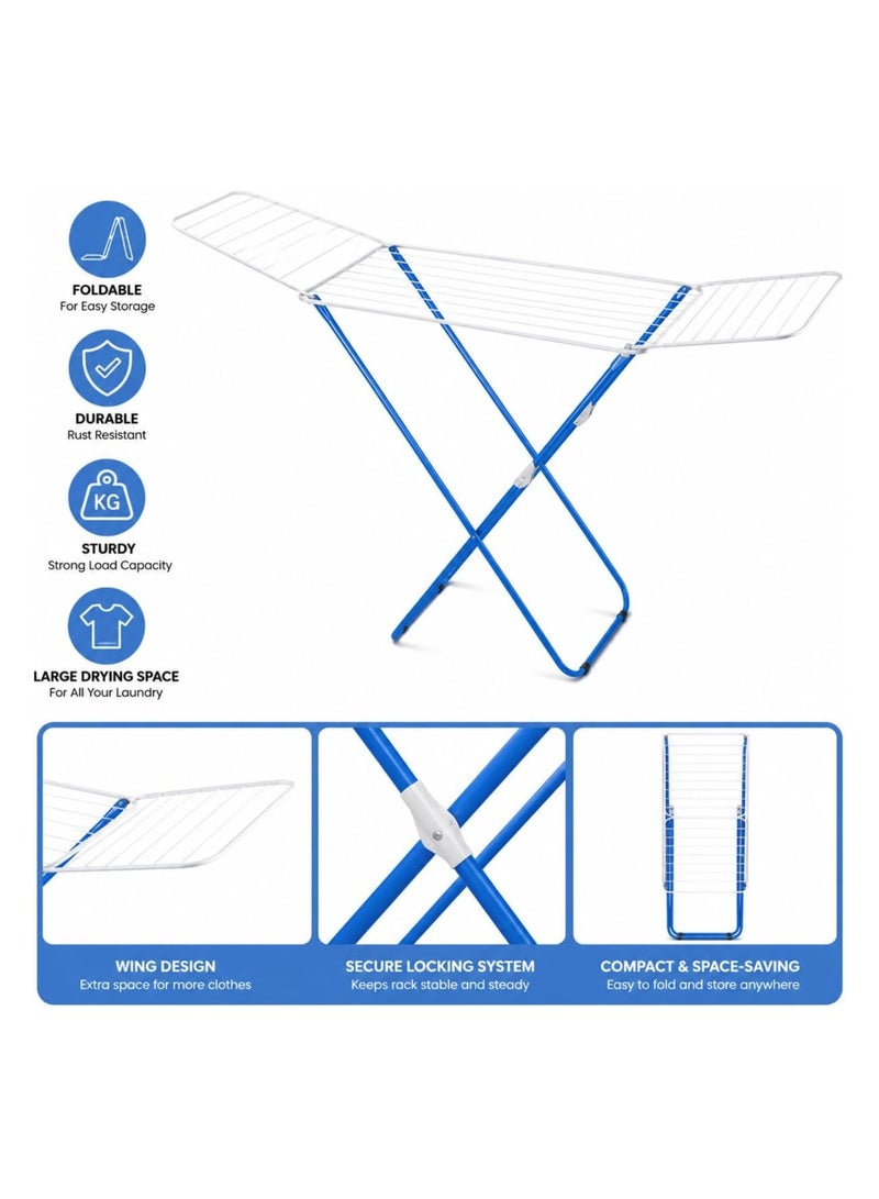 Bisbell Cloth Drying Foldable Stand, Sturdy Clothes Dryer, Weather Resistor, Heavy Duty Clothing Racks Silver,16meter, BB2814 - Image 3