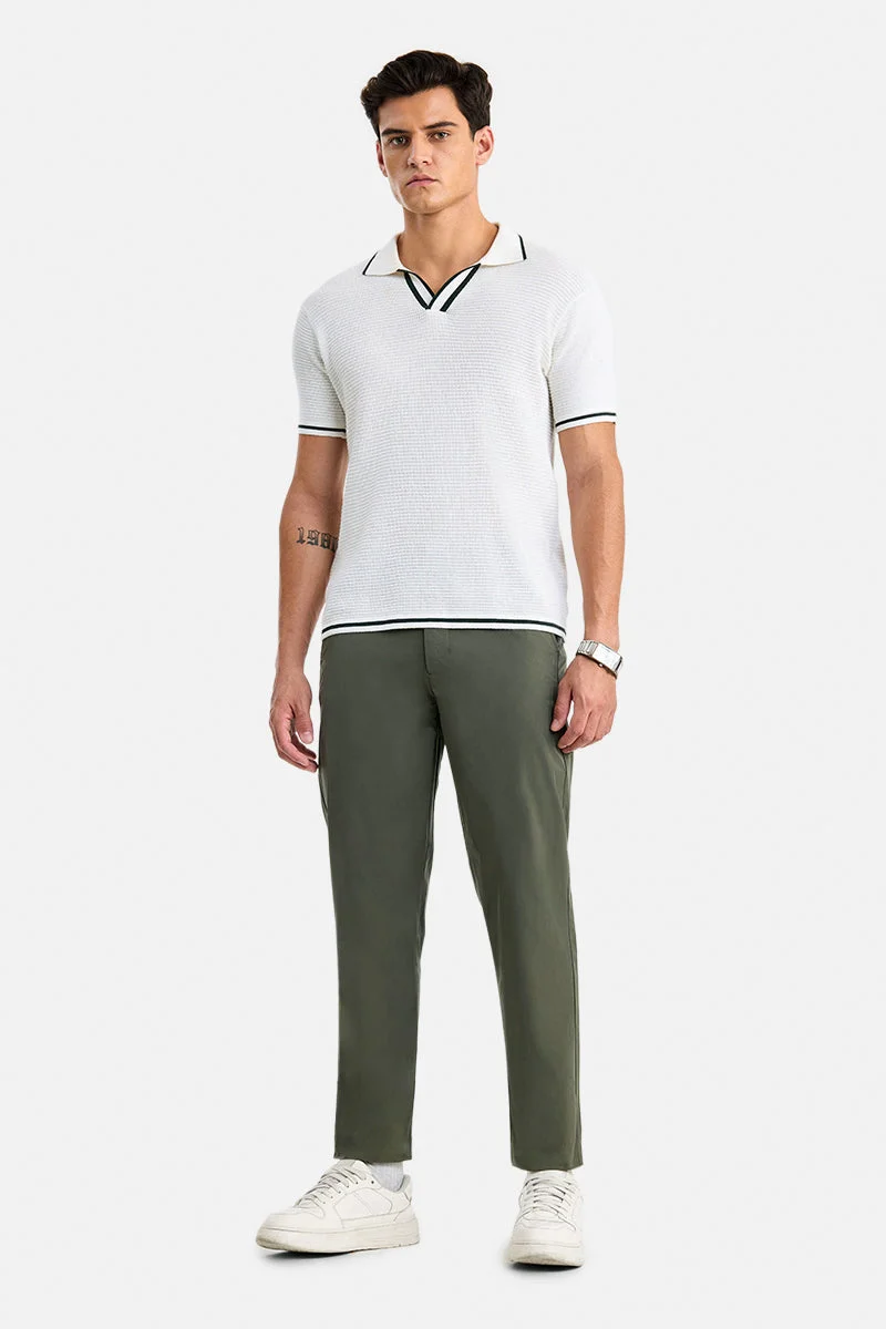 سنيتش Olive Solid Regular Fit Casual Trousers
