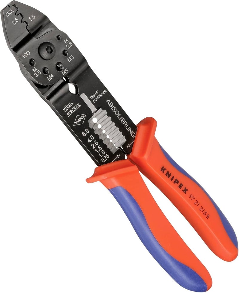 KNIPEX 97 21 215 B Crimping Pliers for Non-Insulated Plug Connectors - 230mm - Image 1