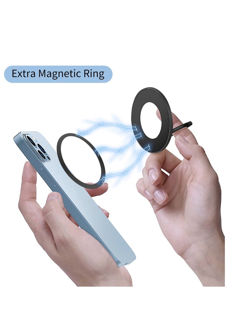 SYOSI Magnetic Phone Ring Holder, Black Magnetic Phone Grip, Magnetic Finger Phone Ring, Back Ring Cell Phone Grip, Anti Drop Finger Kickstand Phone Stand for iPhone 12 13 14 and Most Smart Phones  - Image 2