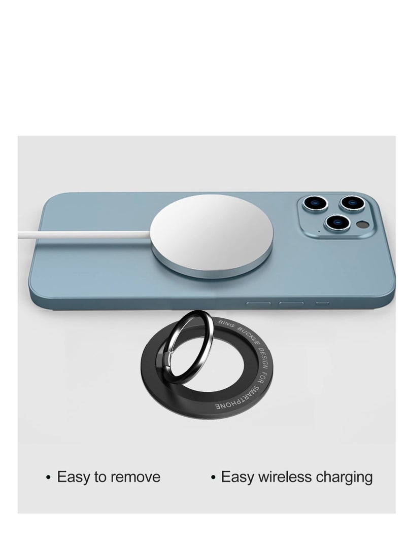 SYOSI Magnetic Phone Ring Holder, Black Magnetic Phone Grip, Magnetic Finger Phone Ring, Back Ring Cell Phone Grip, Anti Drop Finger Kickstand Phone Stand for iPhone 12 13 14 and Most Smart Phones  - Image 5