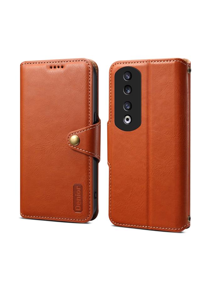 Denior Case For Honor 90 Pro Cowhide Texture Wallet Style Leather Phone Case - Image 1