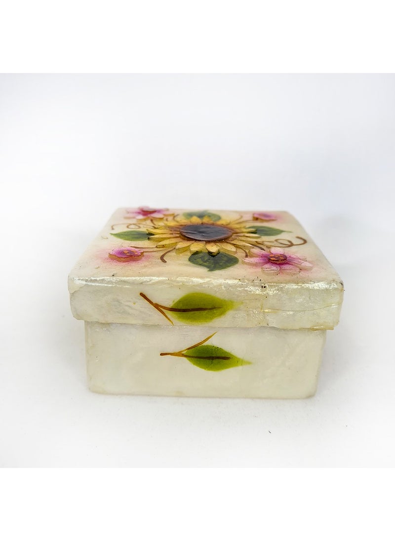 evinizdeki okyanus esintisi turkuaz hediyelik Ocean breeze turquoise gift box for your home Large Mother of Pearl Square-Red Lips Box  - Image 2