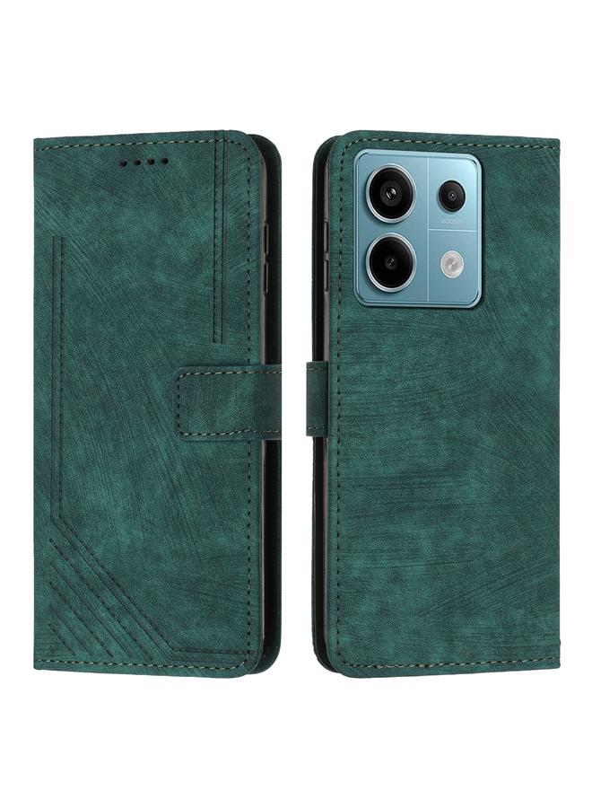 Case For Xiaomi Redmi Note 13 Pro 4G Global Skin Feel Stripe Pattern Leather Phone Case with Long Lanyard