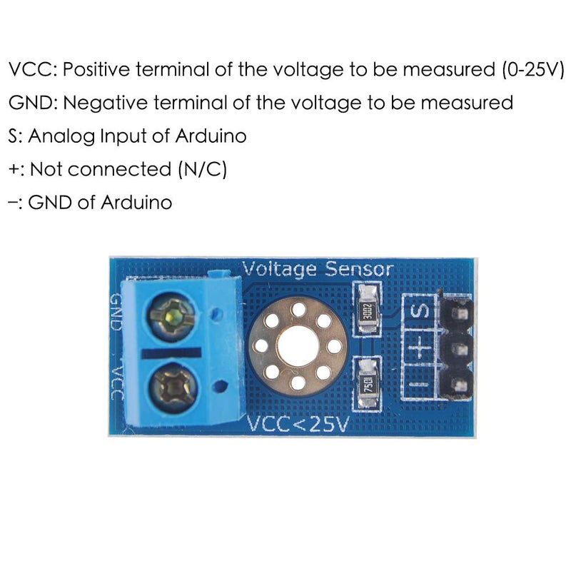 Stemedu DC 0-25V Voltage Detection Sensor Voltage Terminal Measurement Module up to 25V, Test Electronic Bricks for Robot for Arduino for Raspberry Pi (Pack of 5pcs) - Image 3