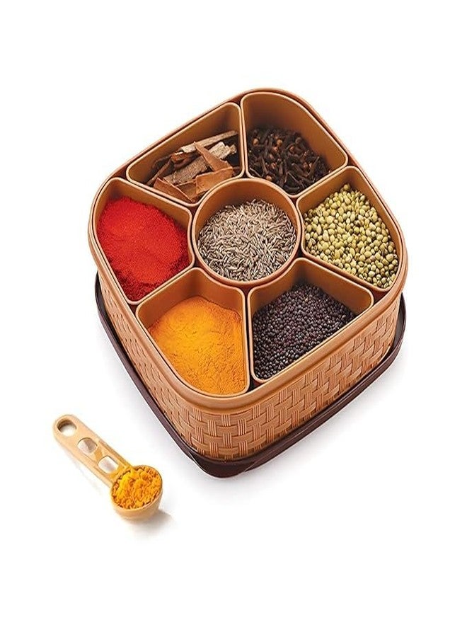 AJKN 7 in 1 Plastic Masala Box and Airtight Multicolor Spice Storage Container for Kitchen Traditional Indian Masala Dabba and Durable Multi Compartment Box for Spices and Rangoli Colors - Image 1