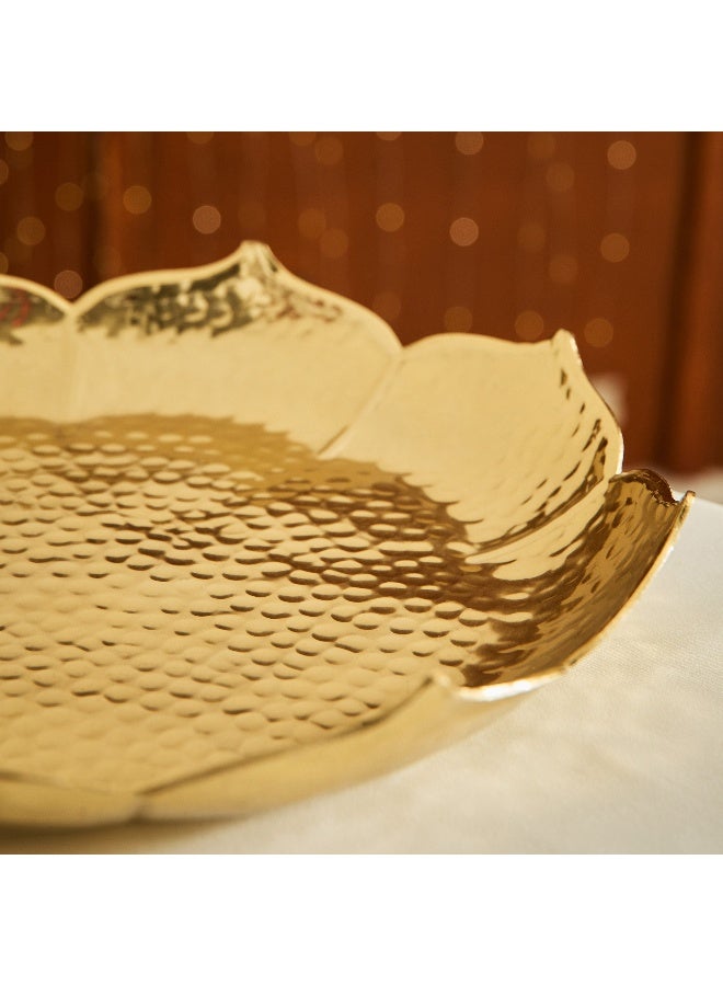 Home Box Kumudh Noore Decorative Hammered Candle Tray - 32x32x6 cm - Image 3