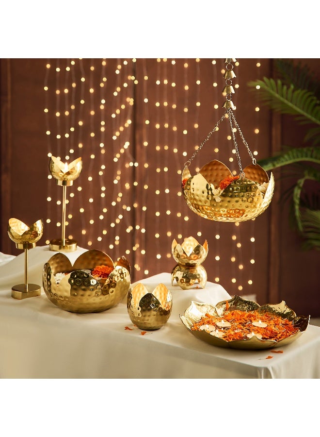 Home Box Kumudh Noore Decorative Hammered Candle Tray - 32x32x6 cm - Image 4