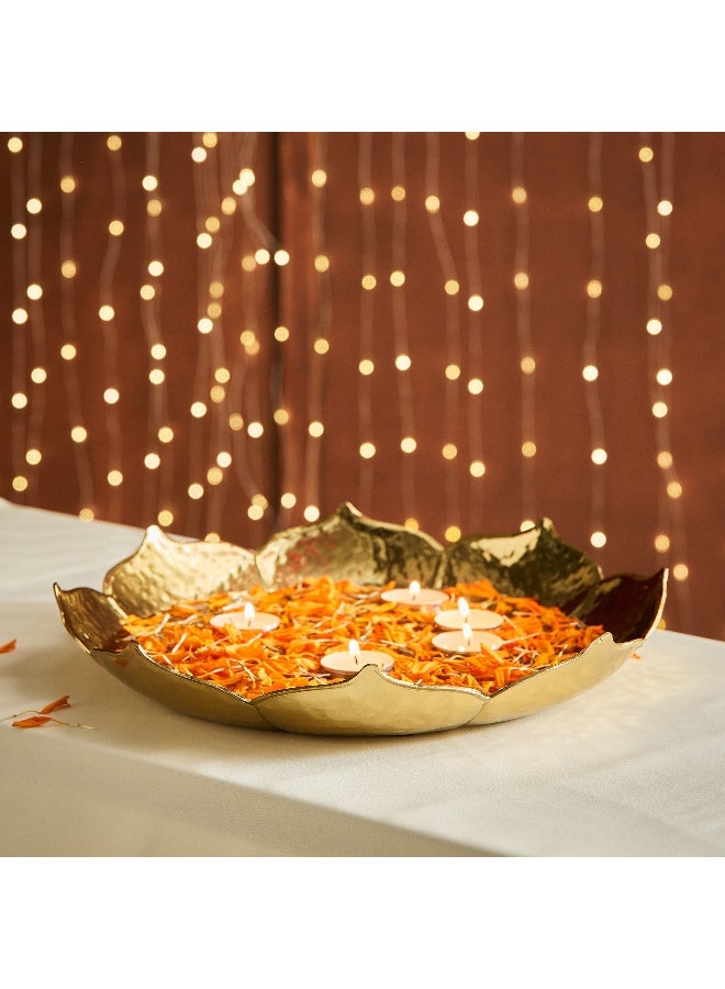 Home Box Kumudh Noore Decorative Hammered Candle Tray - 32x32x6 cm - Image 1