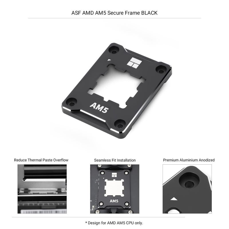 YICUTE ASF-Black AM5 CPU Holder, Corrective Anti-Bending Fixing Frame,Full-fit Fixed Non-Marking Mounter,Anti-Bending Contact Frame, CPU Cooler Standard - Image 3