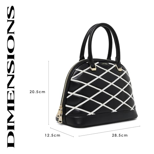 Akiki London Women's Buckingham Dome Satchel Handbag|Quilted Pattern|Stylish Handbag|Office Handbag for Women - Image 3