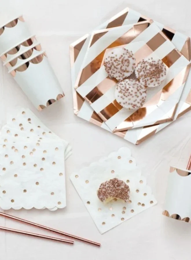 Meri Meri Rose Gold Striped Large Plates