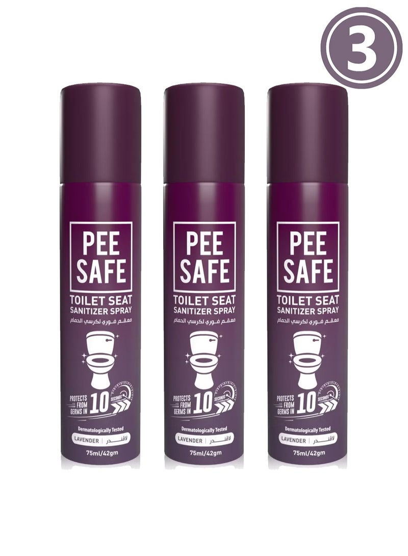 بيساف بي سيف معقم بخاخ فوري لكرسي الحمام، يقتل 99.9٪ من الجراثيم خلال 10 ثواني، يحمي من الامراض المعدية، تم اختباره من قبل أطباء الجلد، حجم مناسب للطائرة والسفر، لافندر – 75مل  (3 عبوات) - Image 1