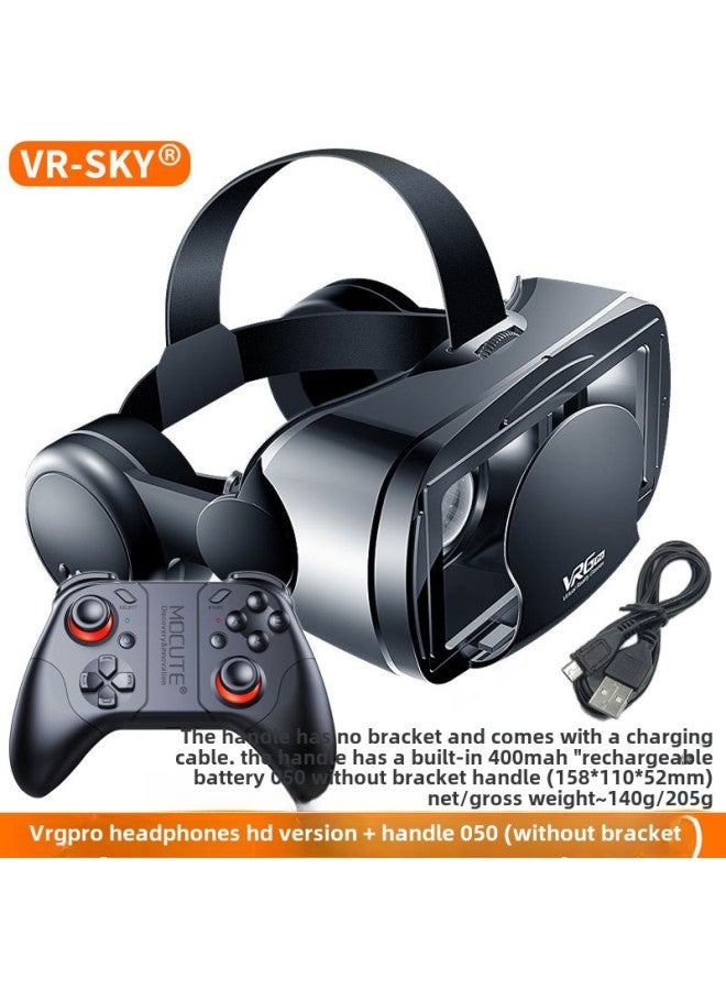 Selection Of VR Glasses Large Headset Version Of VRG Virtual Reality Glasses Head-mounted Game Helmet 3D Glasses-Colour:Large Headset Hd Version (english) + Game Controller 53 + Cable  - Image 1