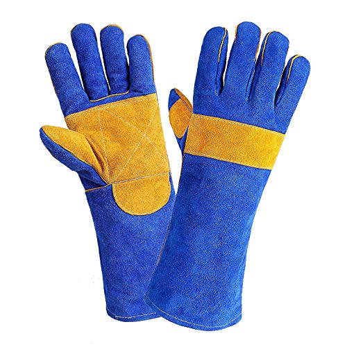 Jupiter Industries Gardening Leather Gloves for Mig/Farming/Gardening - Blue - Pack of 1 - Image 1