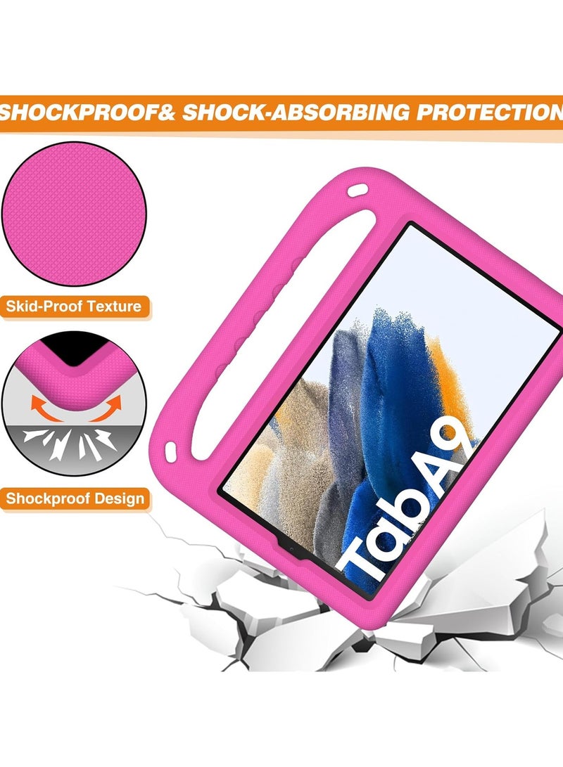 VKL for Samsung Galaxy Tab A9（2023） SM-X110 /SM-X115 Kids Case, Lightweight EVA Kid Friendly Shockproof Protective Case,Handle Stand Heavy Duty Tablet Cover (Pink) - Image 5