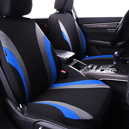 CAR PASS Line Rider Sporty Cloth 11PCS Universal Fit Car Seat Cover 100 Breathable with 5mm Composite Sponge InsideAirbag Compatible3zipper BenchFull Set Black and Blue - Image 4