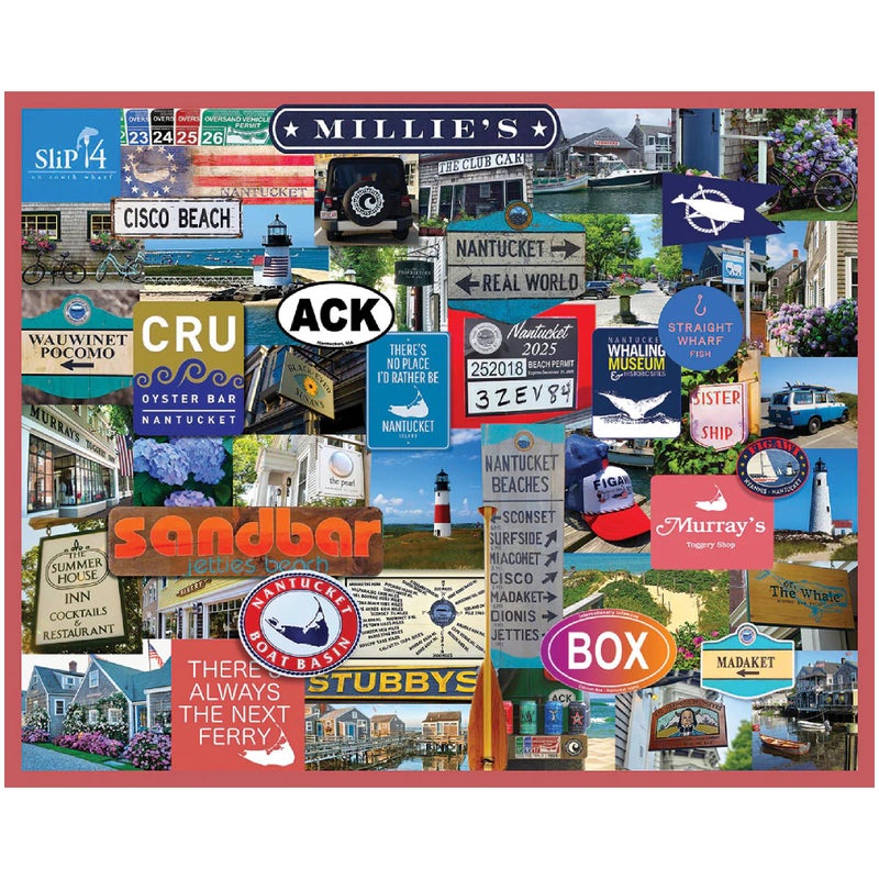 White Mountain 1000 Piece Jigsaw Puzzle State Collage Massachusetts Puzzles with Large Pieces Gift for Adults and Family 24x30 I Love Nantucket - Image 3