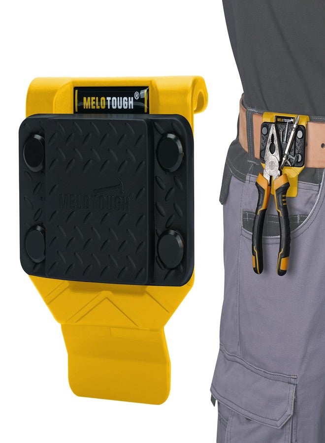 MELOTOUGH Magnetic Tool Holder, N48 Strong Magnetic Belt Clip for Nails, Screws, Drill Bit, Wrenches, Screwdrivers, Hammer, Sockets and Other Metal Tools and Hardware - Fits Up to 2.7" Belt (Yellow) - Image 1