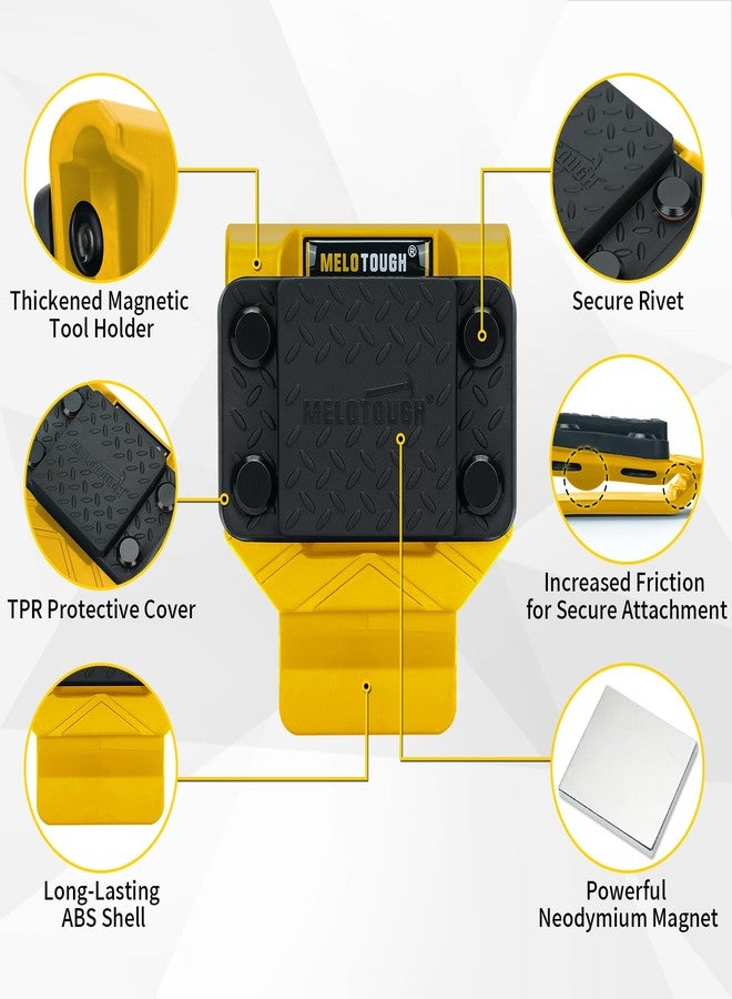 MELOTOUGH Magnetic Tool Holder, N48 Strong Magnetic Belt Clip for Nails, Screws, Drill Bit, Wrenches, Screwdrivers, Hammer, Sockets and Other Metal Tools and Hardware - Fits Up to 2.7" Belt (Yellow) - Image 2