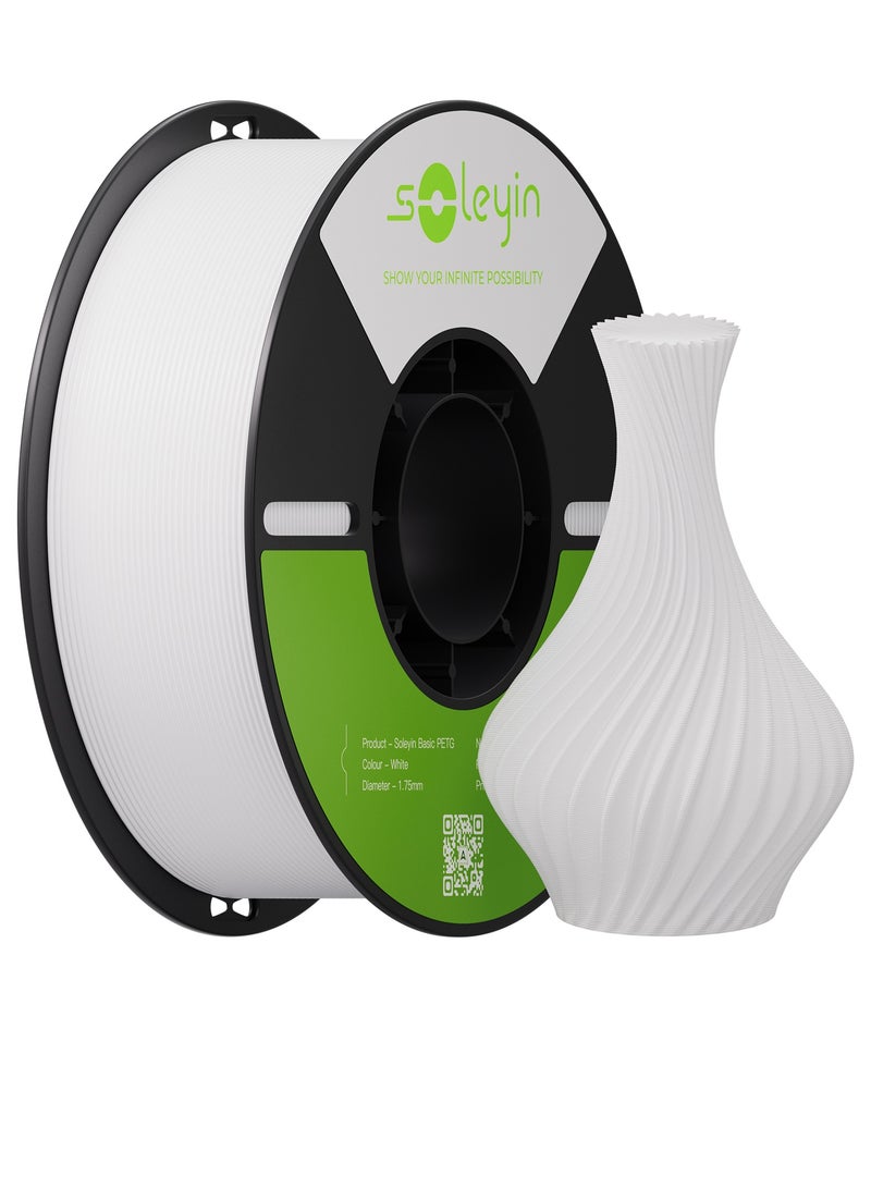 كريليتي 3D 3D Printer Filament, 1.75mm Soleyin Basic PETG Filament fot 3D Printing, High-Speed Filaments , Fit Most FDM 3D Printer, Soleyin by Creality Filament, PETG White white - Image 1
