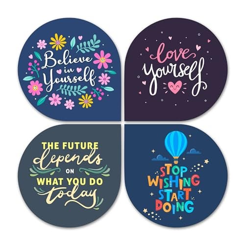 Artvibes Believe in Your Self Inspirational Quote MDF Wood Wall Hanger Ornaments For Home Office | Quotes Decor Item | Motivational Wall Decor | Wall Accent | Graphic Art | Gifts (WH_8413NV), Set of 4 - Image 1