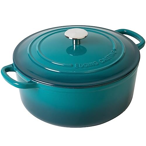EDGING CASTING Dutch Ovens with Lid, Enameled Cast Iron Covered 5.5 Quart Dutch Oven with Dual Handle, Darkcyan - Image 4
