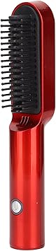 Betued Rechargeable Electric Hair Brush Hair Straightener Brush Small and Portable Ergonomic Handle Even Heating Practical Tool with USB Charging Safe Hair Straightening Curling Comb - Image 1