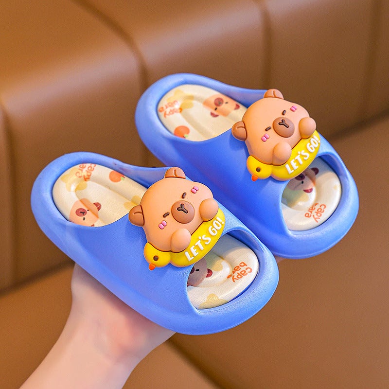 2025 New Childrens Slippers Girls Summer Indoor Non-Slip Soft Bottom Boys Cute Internet Celebrated Sandals and Slippers Blue