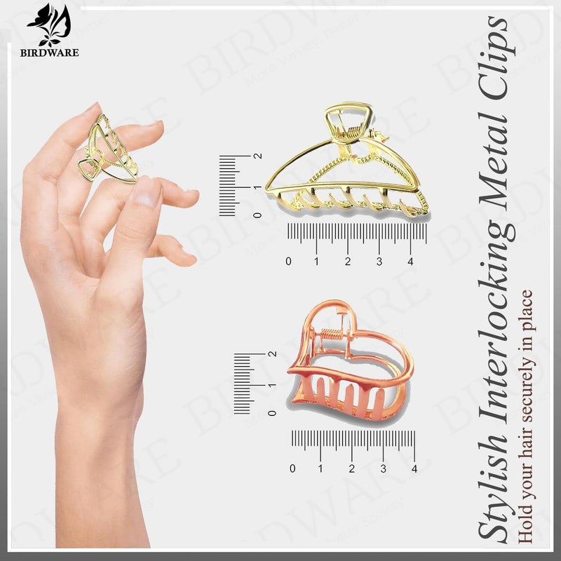 BIRDWARE 6 Pcs Korean Style Vintage Big Gold Metal Hair Claw Cat Ears Geometric Hair Clip Clutches Hairpin Flower Barrette Jaw Clamp Hair Accessories For Women Girls (STYLE 1) - Image 4