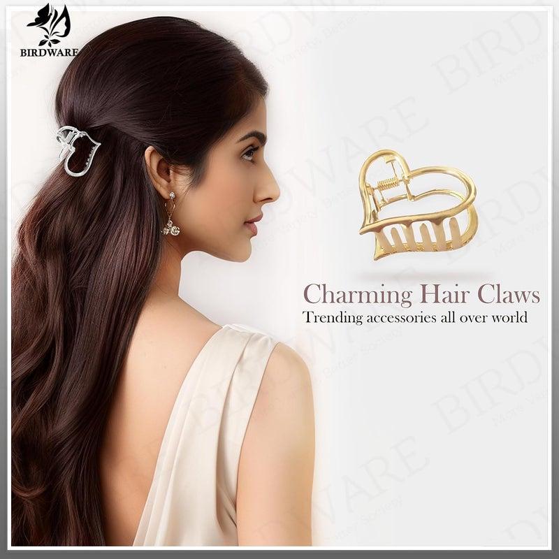 BIRDWARE 6 Pcs Korean Style Vintage Big Gold Metal Hair Claw Cat Ears Geometric Hair Clip Clutches Hairpin Flower Barrette Jaw Clamp Hair Accessories For Women Girls (STYLE 1) - Image 3