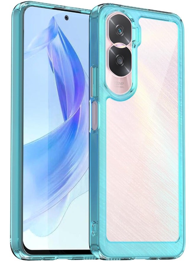 RUGGED SHIELD - Honor 90 Lite Case, Transparent Acrylic Back Panel + Soft TPU Soft Edge, Fashion Shock-Absorption Anti-Drop Protective Case Cove for Honor 90 Lite (6.7"), Transparent Blue - Image 1