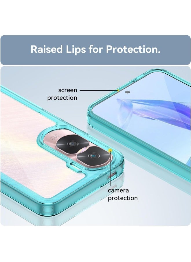 RUGGED SHIELD - Honor 90 Lite Case, Transparent Acrylic Back Panel + Soft TPU Soft Edge, Fashion Shock-Absorption Anti-Drop Protective Case Cove for Honor 90 Lite (6.7"), Transparent Blue - Image 1