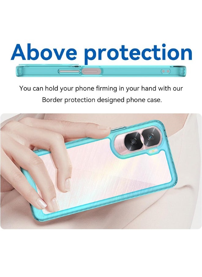 RUGGED SHIELD - Honor 90 Lite Case, Transparent Acrylic Back Panel + Soft TPU Soft Edge, Fashion Shock-Absorption Anti-Drop Protective Case Cove for Honor 90 Lite (6.7"), Transparent Blue - Image 1