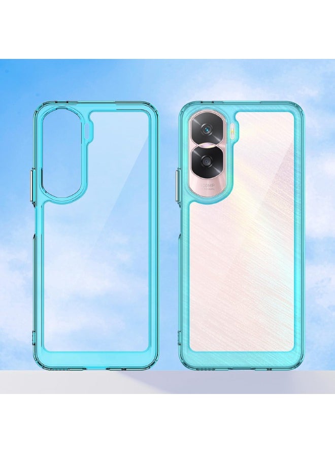 RUGGED SHIELD - Honor 90 Lite Case, Transparent Acrylic Back Panel + Soft TPU Soft Edge, Fashion Shock-Absorption Anti-Drop Protective Case Cove for Honor 90 Lite (6.7"), Transparent Blue - Image 1