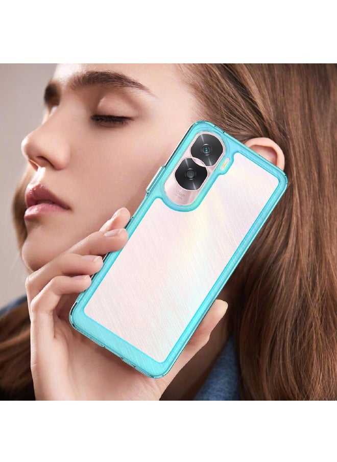 RUGGED SHIELD - Honor 90 Lite Case, Transparent Acrylic Back Panel + Soft TPU Soft Edge, Fashion Shock-Absorption Anti-Drop Protective Case Cove for Honor 90 Lite (6.7"), Transparent Blue - Image 1