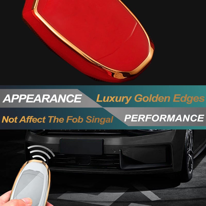 FEYOUN Key Fob Cover Compatible with VW Volkswagen Atlas Golf GTI Jetta Passat Tiguan Touareg Beetle Flip 3 Buttons TPU Remote Keyless Key Fob Case Protection Shell Accessories, White - Image 5
