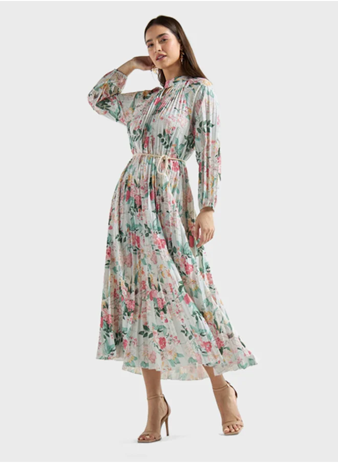 فاف Floral Print High Neck Dress