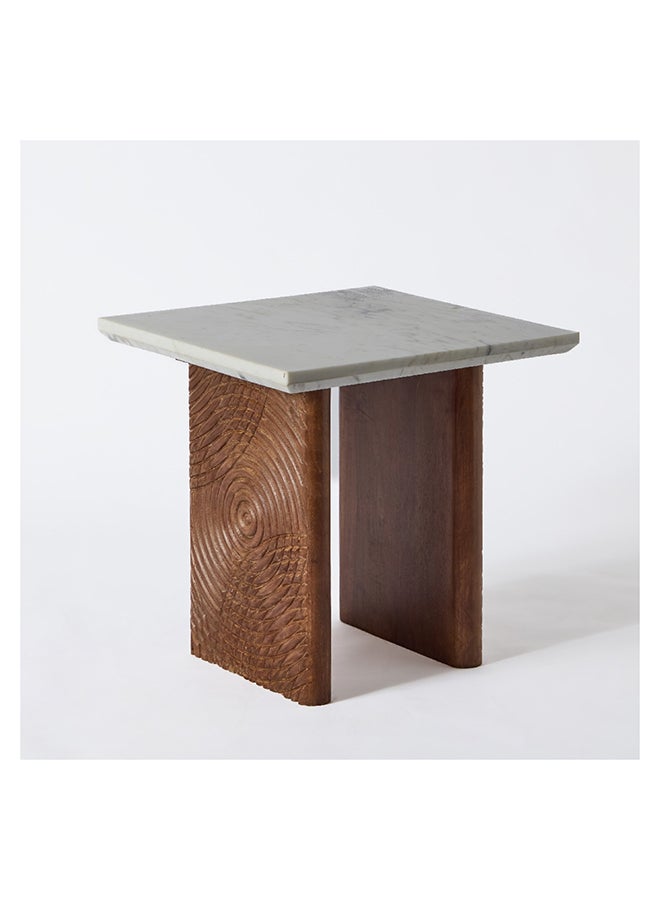 Engrave Marble Top End Table 55 x 55 x 55 cm