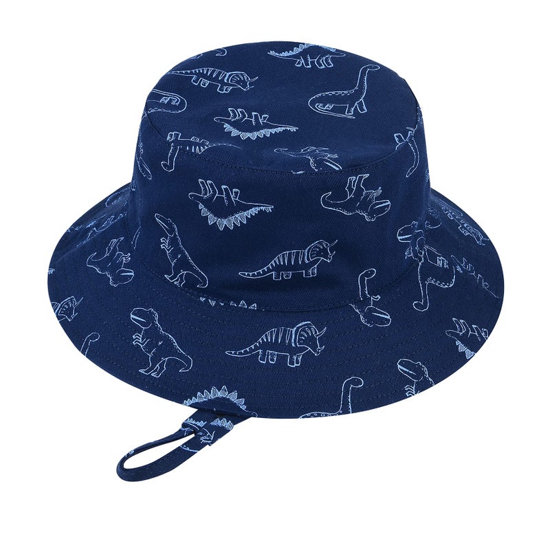 Durio Sun Hat Baby Toddler Infant Sun Hats Sun Protection Wide Brim Bucket Hat Cute Baby Boy Summer Beach Hat D Royal Bule Dinosaur 6-12 Months - Image 3