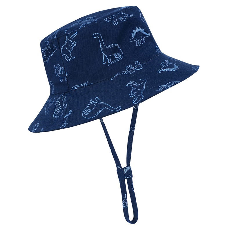 Durio Sun Hat Baby Toddler Infant Sun Hats Sun Protection Wide Brim Bucket Hat Cute Baby Boy Summer Beach Hat D Royal Bule Dinosaur 6-12 Months - Image 1