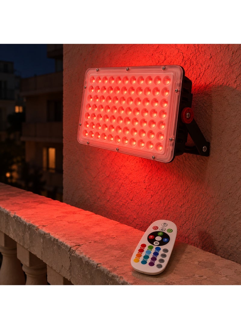 200W Waterproof RGB LED Facade Floodlight with Color-Changing Remote Control - Image 4