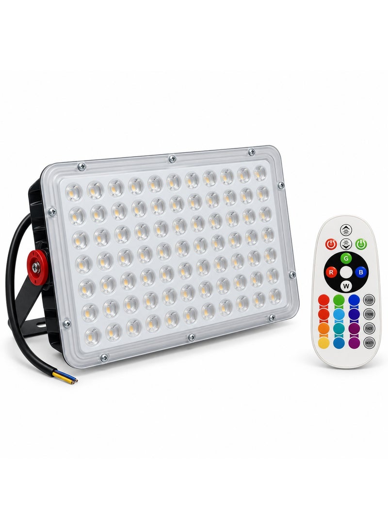 200W Waterproof RGB LED Facade Floodlight with Color-Changing Remote Control - Image 1