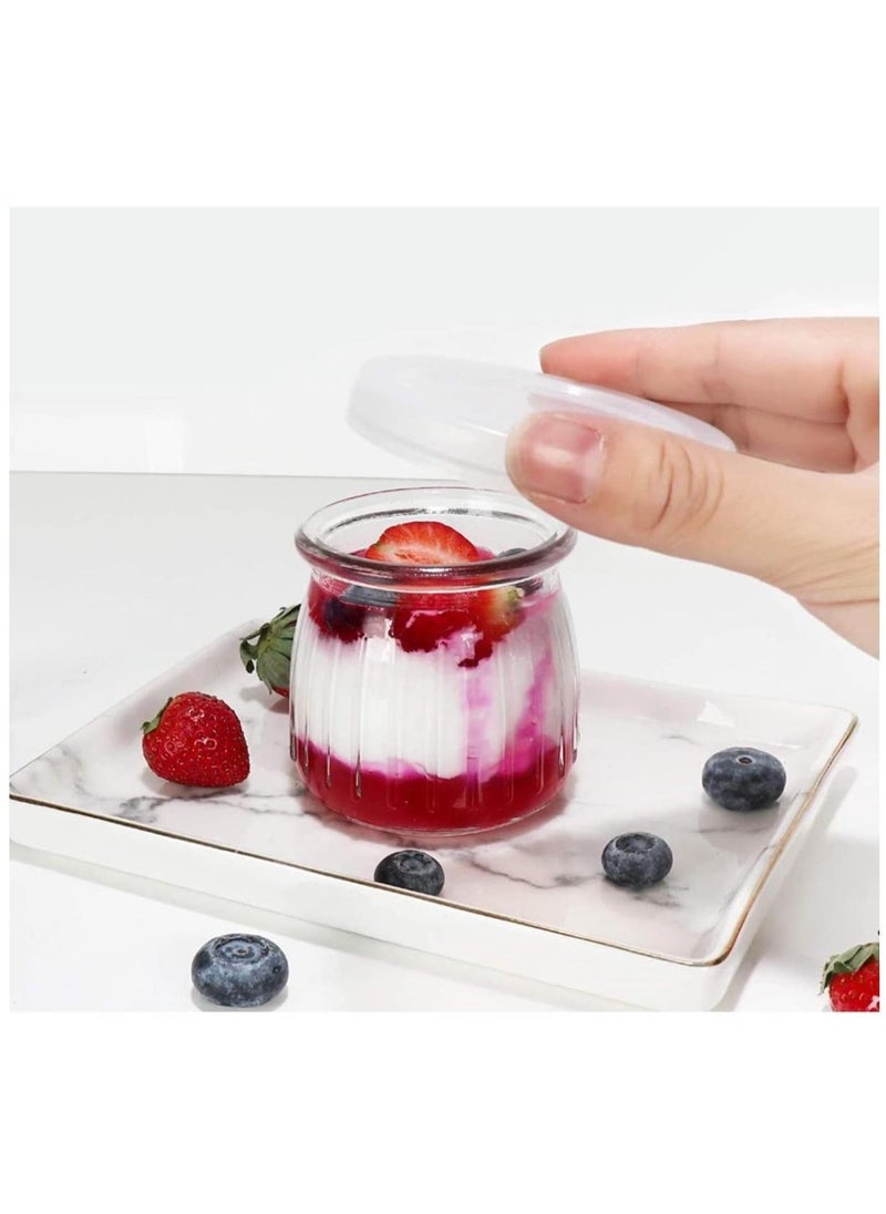 FUFU 7oz 12Pack Glass Jars with PE Lids  Mini Pudding Jars Clear Yogurt Jars Glass Favor Jars Containers for Spice, Jam, honey, Mousse, Wedding Favors  - Image 4