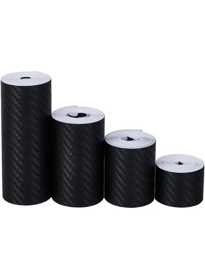4 Rolls Carbon Fiber Vinyl Wrap Tape Black Self Adhesive Car Sticker 4 Sizes - Image 1