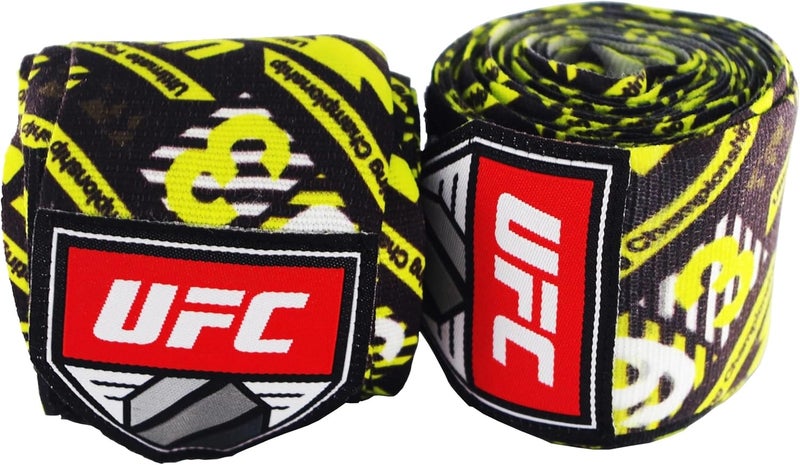 Ufc لفائف اليدين للملاكمة بنمط UFC، بحجم 180 بوصة، أسود/أصفر - Image 1