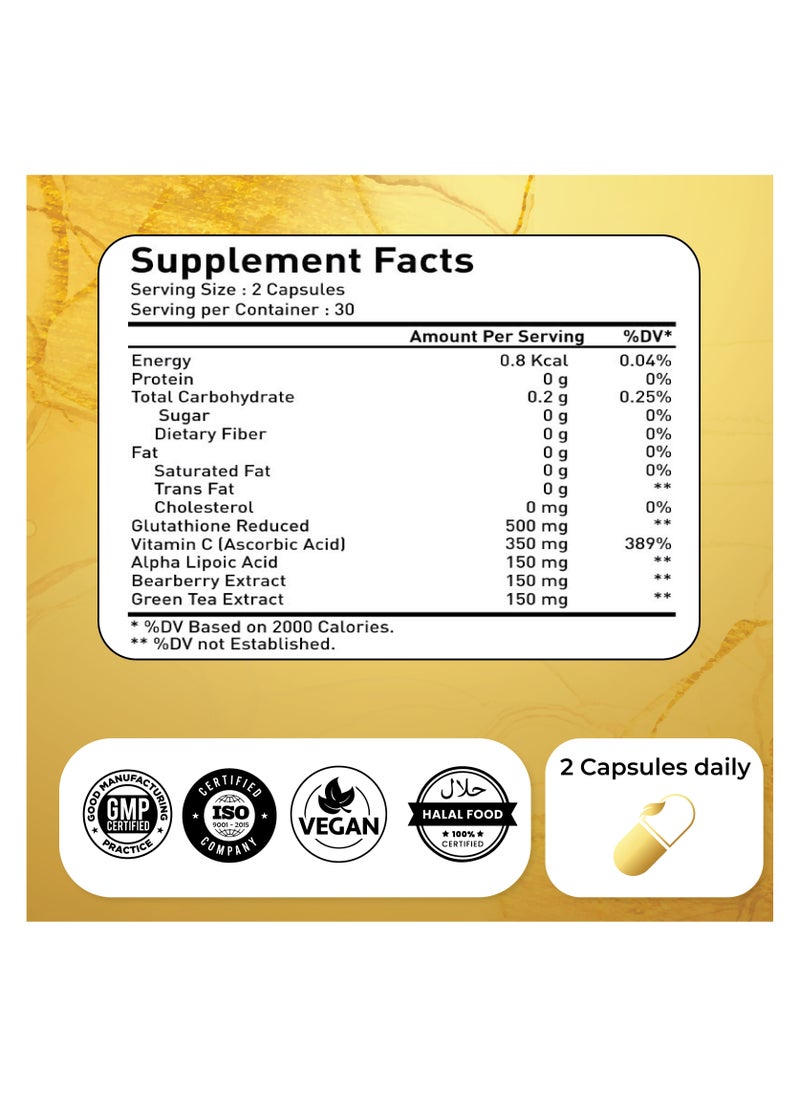 Natrolina Advanced Glutathione Complex 1300mg With Vitamin C, Skin Whitening 60 Capsules  - Image 2